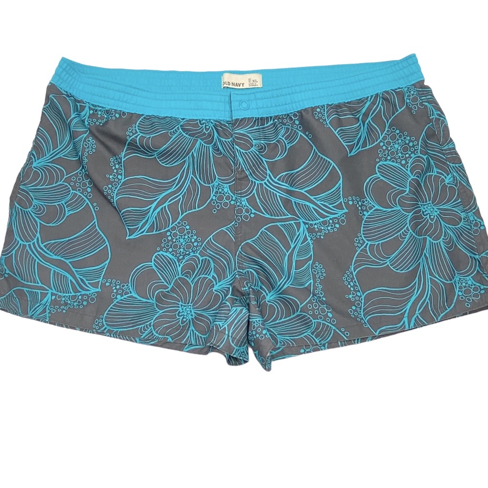 Old Navy Aqua Blue & Brown 1 Snap On Opaque Beach Shorts